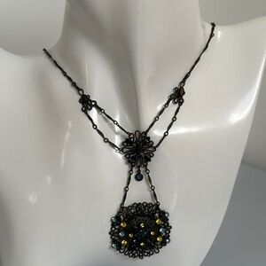 Sorrelli Black Filigree Necklace with Yellow and Blue Accents​